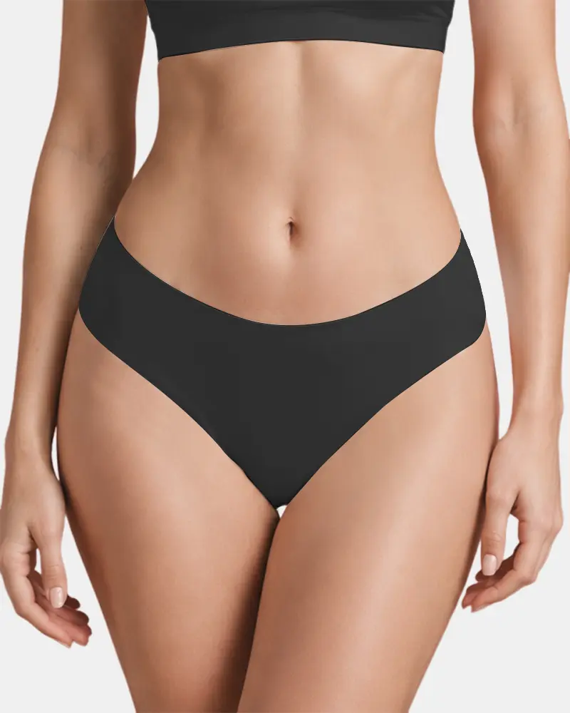 SOFT INTENTION No Show Camel Toe Cover Thongs For Women - Seamless Design, Basic Fit, G-String, Gym Basics, Comfortable Underwear