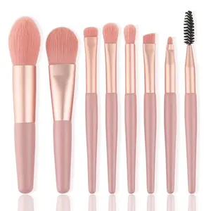 Portable Makeup Brush Set with Case – Soft Pink Cosmetic Brushes for Foundation, Blush & Eyeshadow, Travel-Friendly Beauty Kit for Everyday Makeup