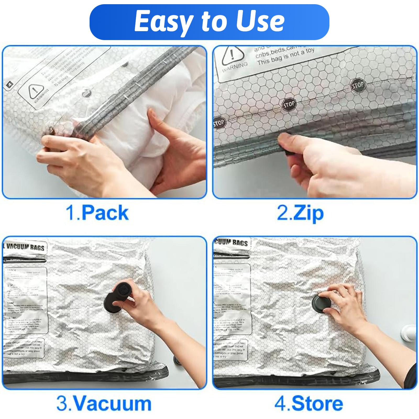 24-Pack Transparent Reusable Vacuum Roll-Up Compression Travel Space Saver Bags, Alternative to Compression Packing Cubes, Saves 80% Storage Space for Home Organization