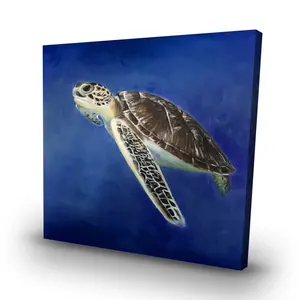 212 MAIN Brown Sea Turtle Animal Motif Wall Art Print - 32x32 in., Bathroom Decor, Home Decoration Wall Display
