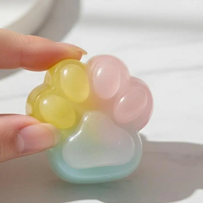Cute Pastel Cat Paw Sensory Squishy for Women Students & Office Workers Calming Stress Relief Fidget Toy Sleep Relax Mood Toy
