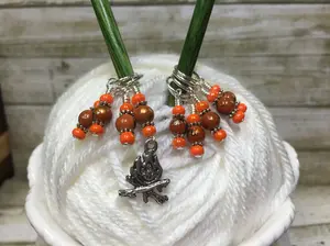 Camp Fire Stitch Marker Set- Orange
