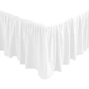 Wrap Round Brushed Microfiber Bed Skirt, Pleated Dust Ruffle with 16 Inch Drop, and Care, White, Full