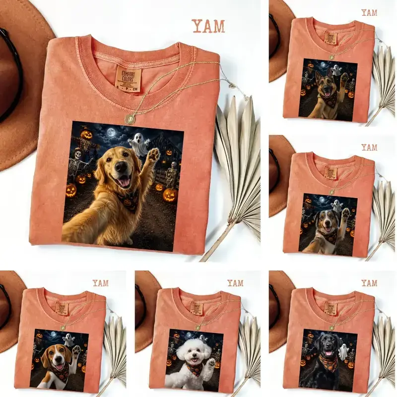 Comfort Colors Custom 50+ Breed Halloween Dog Shirt, Personalized Pumpkin Costume Puppy Tee, Cute Trick Or Treat Dog T-Shirt, Fall Dog Lover Gift, Custom Pet Graphic Tee