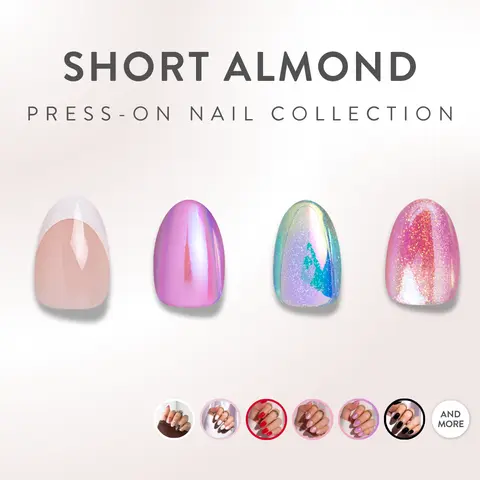 Red Aspen Short Almond Press On Nails Salon-Quality Damage-Free 2-Week Wear Nail Dashes