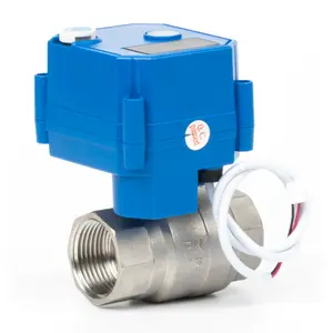 U.S. Solid 1" Motorized Ball Valve Stainless Steel Full Port 85-265V AC 2-wire Automatic Return Normally Closed with Manual Function