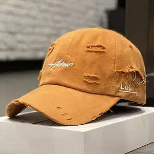 Retro Torn Baseball Cap Faded Worn Dad Hat Letter Embroidery Unisex Hip Hop Sun Hat For Men Women Casual Outdoor Style