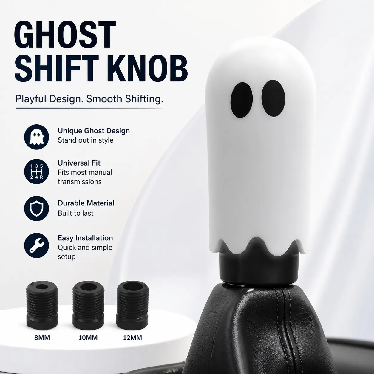 Halloween Ghost Gear Shift Knob, Halloween Style Car Interior Accessory, Fits Automatic Cars, Easy Installation, Perfect for DIY Mods, Car Accessories