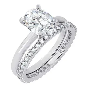 Radiance by Absolute™ 3.7ctw Solitaire Pavé Bridal Ring 2-piece Set