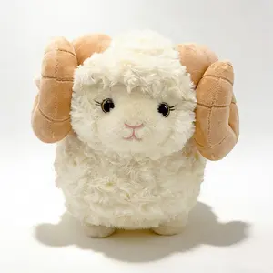 Big Horn Sheep Plush Toy, Doudou Lamb Goat Doll, Gift, Soft Stuffed Animal, Cute and Cuddly, Perfect for Kids