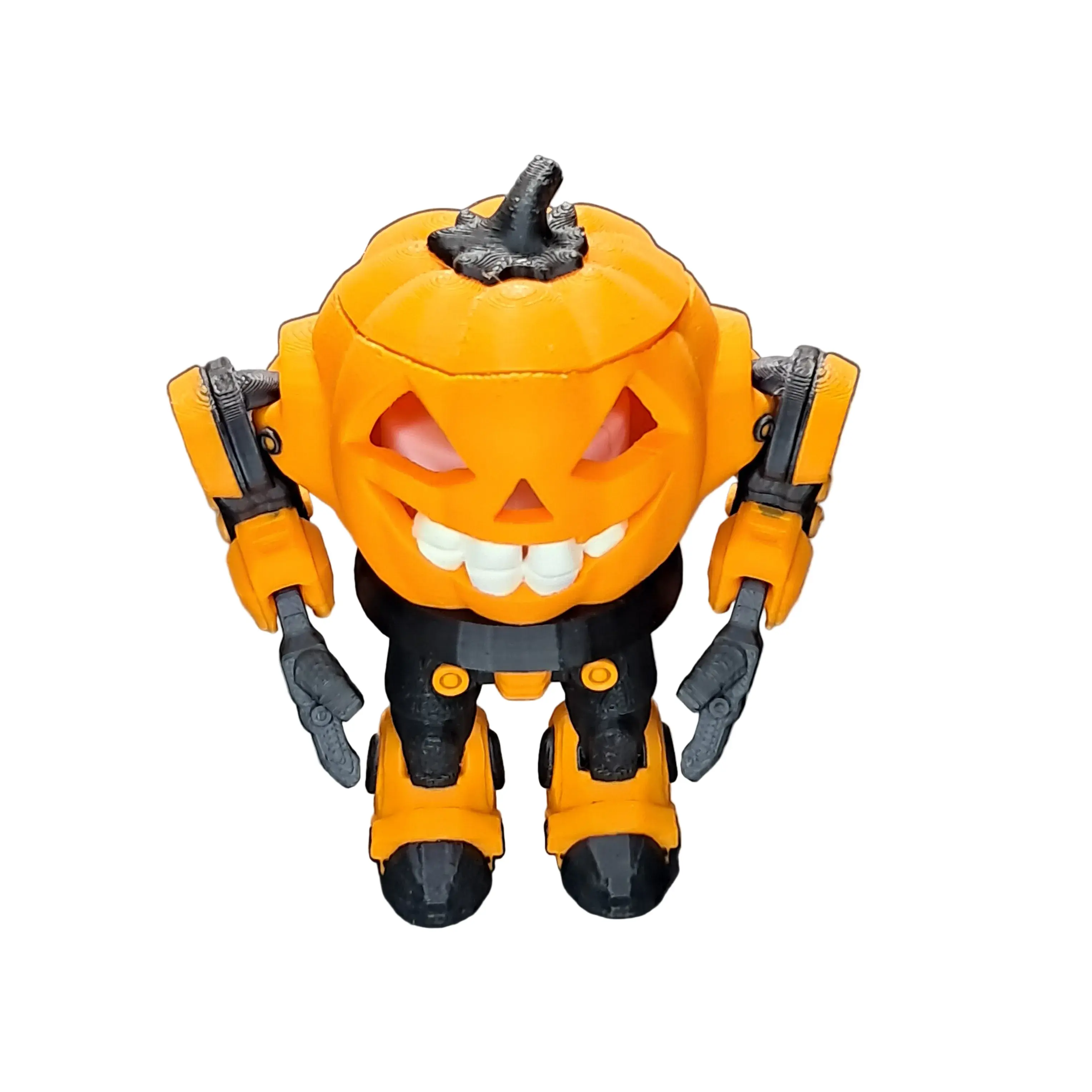 3D Printed Articulating Robot Pumpkin Flameless Tealight Holder, Decorative Figurine & Entertainment Collectibles Accessory, 5x4x3 Inch (5 in x 4 in x 3 in) PLA Plastic Halloween Decor, Decorative Figurines, Entertainment Collectibles Accessoires, Figurin