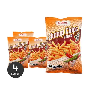 4Packs CALBEE Shrimp Chips - Japanese Garlic Chili Flavor ( 94g Each) - Crunchy Snack