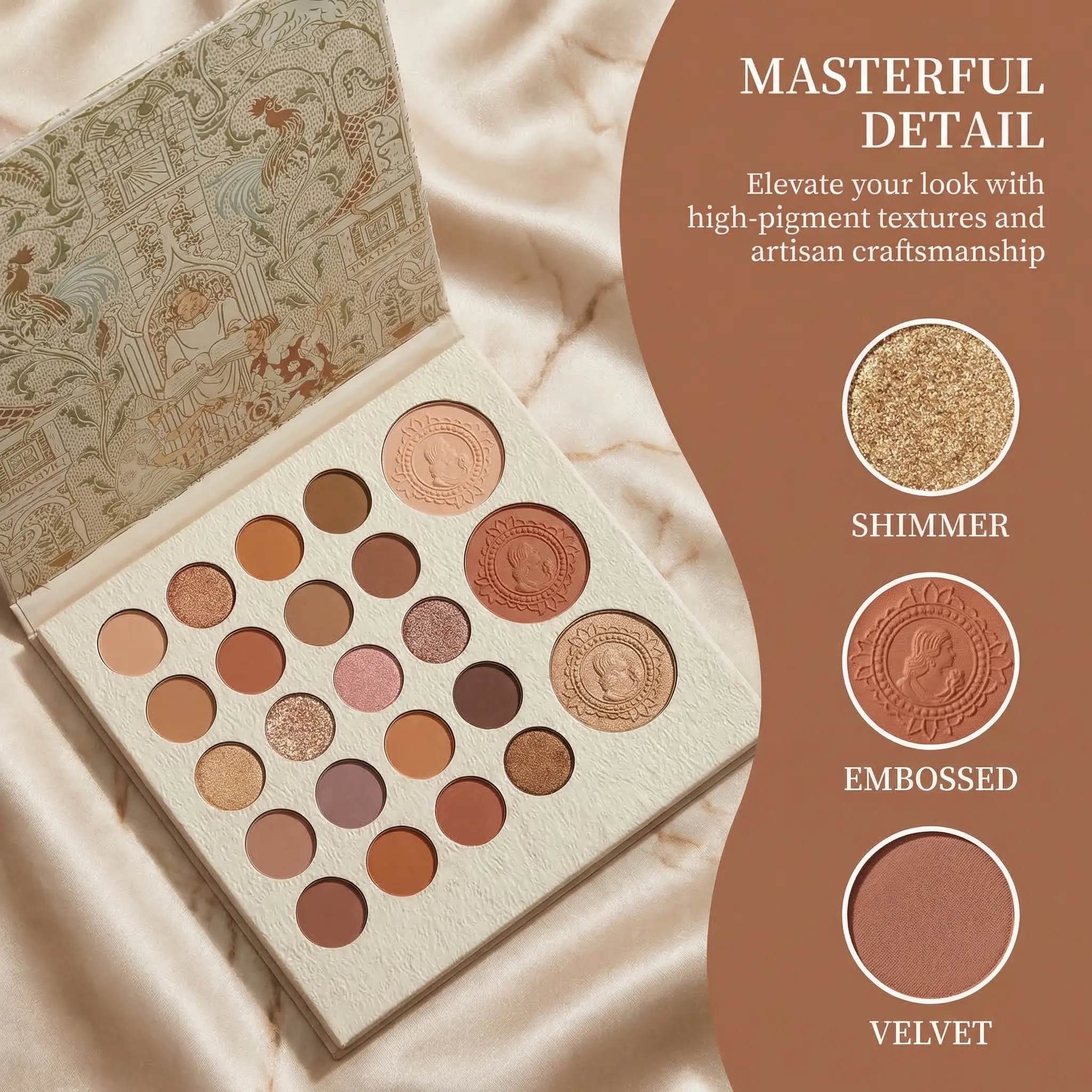 ERSHIQI Aesthetic Gluten-Free Limited-Edition Cosmetic Makeup Kit Set - Easy Eyeshadow Palette, 3 Solid Blush & Highlighter Shades, Matte & Shimmer Finishes, Smooth Non-Fallout, Long-Lasting, Crease-Resistant for Full Face Fall Looks