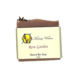Rose Garden Naturally Scented Soap - Handcrafted Natural Bar Soap with Real Rose Petals & French Pink Clay   Body Care Cleanser