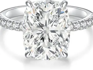 5CT Princess Cut Engagement Ring for Women, Wedding Promise Cubic Zirconia Band, Silver Plated Bridal Half Eternity Rings with 4 Prong,Adjustable Ring Size