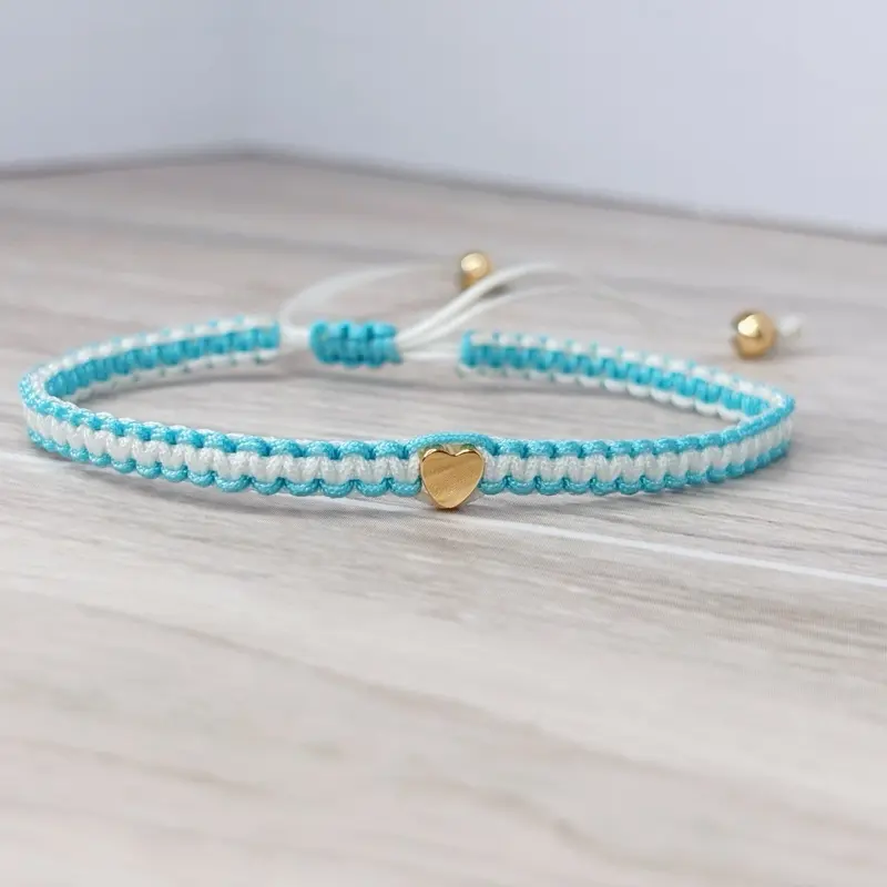 Honduras Flag Bracelet: Handmade Bracelet, Adjustable Beaded Boho-Style Rope Bangle with Patriotic Design
