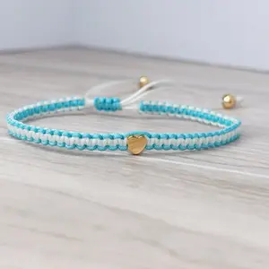 Honduras Flag Bracelet: Handmade Bracelet, Adjustable Beaded Boho-Style Rope Bangle with Patriotic Design