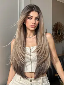 13×6 HD Transparent Lace Front Wig 26Inch Long Straight Hair Light Brown Color | Glueless & Easy to Wear | Heat-Resistant Synthetic | Natural-Looking, Soft Cap | Perfect for Daily Styles