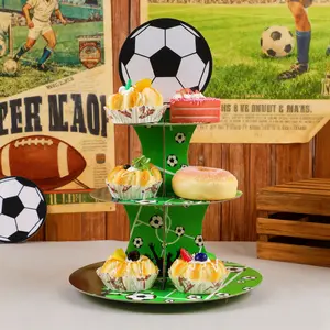 Football Theme Three-Tier Cupcake Stand, Party Decoration, Sports Themed Dessert Tower, Christmas Birthday Holiday Winter Party Supplies
