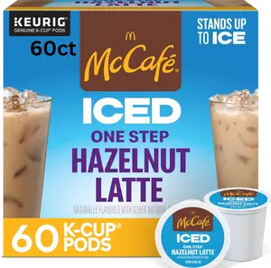 McCafe ICED One Step Hazelnut Latte, Keurig Single Serve K-Cup Pods, 60 Count (6 Packs of 10)