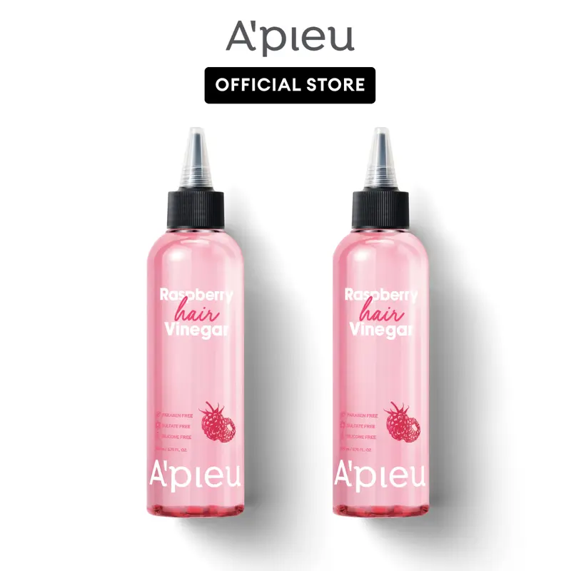 [MISSHA Official] A’pieu Raspberry Hair Vinegar Scalp Detox Rinse – Removes Buildup & Boosts Shine (1 Month supply, 2 Pack)
