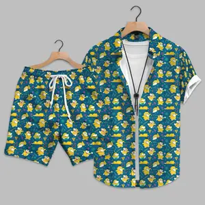 Psyduck Inspired Hawaiian Shirt, Yellow Character Aloha Shirt, Summer Beach Vacation Outfit, Funny Duck Anime Tropical Shirt