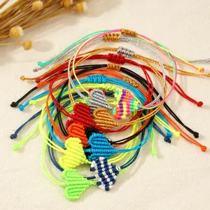 Hand-Woven Heart Bracelet — Colorful Friendship & Couple's Cord Jewelry