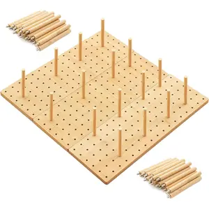 3 Pcs Bamboo Wood Pegboard Drawer Organizer with 32 Pegs Wooden Peg Board Drawer Shelf Organizer Adjustable Peg System for Dishes Plate Pot Container Cookware Utensil Kitchen