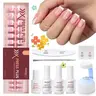 Beetles X Press Plus French Press On Nails Tips Kit, French Nail Pink Brown Short Square Almond Shape Natural Acrylic Nail Tips Effortless Beauty & DIY Manicures - mothersdaygift Spring Nail Summer Nail Vacation Nail #backtoschool