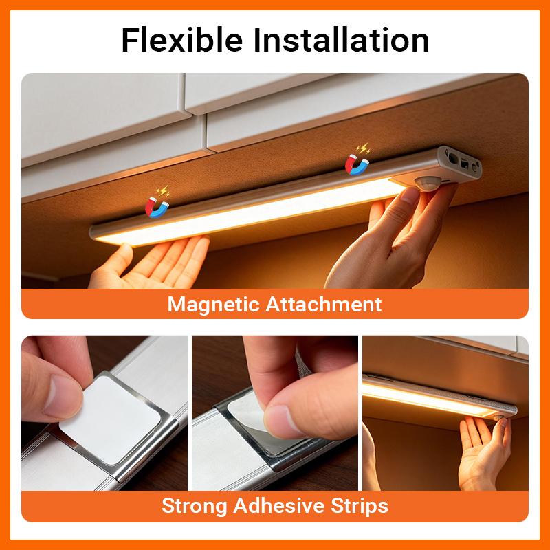 Under Cabinet Lighting, 11.81in Motion Sensor Light Indoor Rechargeable, Closet Lights Battery Operated for Kitchen Cabinets, Shelves, Walls (