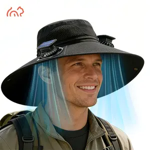 Outdoor Solar Fan Cap, Dual Fan Design, Wide Brim Design, USB Charging, Long-lasting Battery Life Guarantee, Suitable for Various Activities Such As Camping, Hiking, Fishing