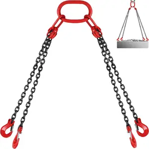 5 Ft Chain Sling, 5/16 Inch X 5 Ft Engine Lift Chain, G80 Alloy Steel Chain Hoist, Lifts 3 Ton Capacity, 4 Leg Grab Hooks, Heavy Duty Rigging Equipment for Construction and Industrial Cargo Handling