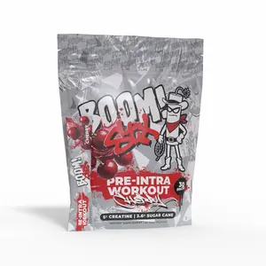 Boom Stx- 30 Servings- Preworkout-Caffine- Creatine- Sugar- Delicious Dry Scoop- Cherry-  Supplement Fitness