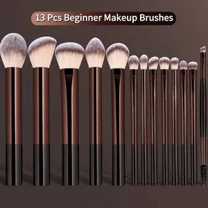 13-Piece Professional Soft Aluminum Makeup Brush Set, Includes Foundation, Eyeshadow, Brow Brushes, Perfect for Daily Use & Travel