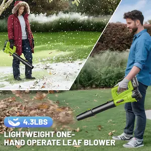 Violent fan, leaf blower, electric cordless leaf blower with 2 batteries and charger, lightweight leaf blower for leaf blowing, yard cleaning, lawn care and dust removal
