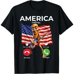 Women's Men USA Flag Tung Sahur Patriotic Brainrot July 4th Calling Meme T-Shirt Summer Pure Cotton Short Sleeved Streetwear Gifts Unisex fathers day gift ideas