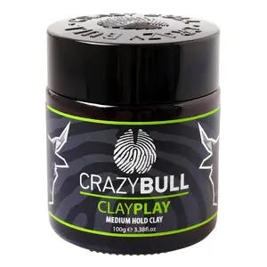 Crazy Bull Hair Clay Play Medium Hold Clay - 3.38 oz Styling Clay