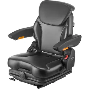 VEVOR Universal Forklift Seat, Tractor Suspension Seat with Adjustable Back, Armrest, Headrest Safety Belt, Secure Fold Down Tractor Seat with Micro Switch, Lawnmower Seat for Skid Loader BulldozerVEVOR Super Brand Day
