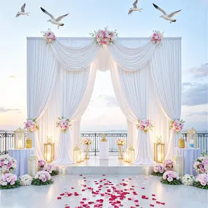 10x15ft White Backdrop Curtains for Parties - 2 Panels 5x15ft Wrinkle-Free Drapes for Wedding, Birthday, Decorations & Graduation Background