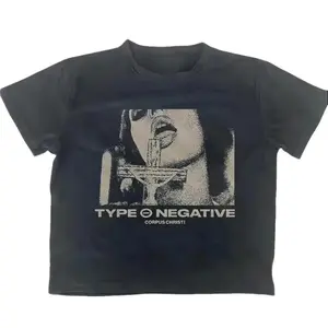 Type O Negative Aesthetic Baby Tee, Vintage Women's Crop Tops, Graphic Printing Summer Street Baby Tee, 90s ShortSleeve T-Shirt, Vintage Women Clothes Y2k Style Emo Girls, Summer, OOTD, 90s Girl Clothes, Downtown Girl Baby Tee, Gift For Her, Outfits