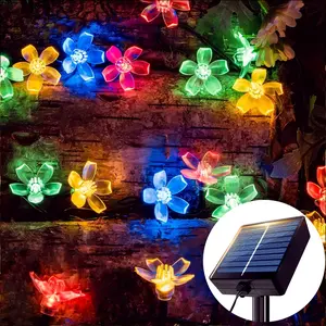 Solar Cherry Blossom LED String Lights, Waterproof, Warm//multicolor, 8 Modes, 300mah Battery, Outdoor Garden Decor