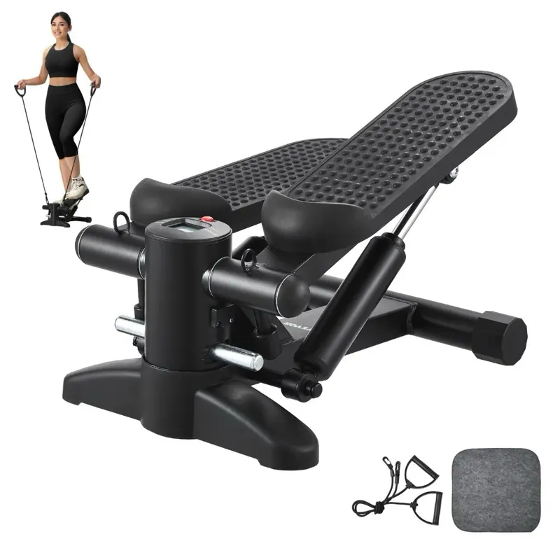 Stair Stepper, Mini Stepper for Exercise at Home, Hydraulic Fitness Stepper with Resistance Bands, Full Body Workout Cardio Equipment, Stair Climber with LCD Monitor, 330LBS Load Capacity