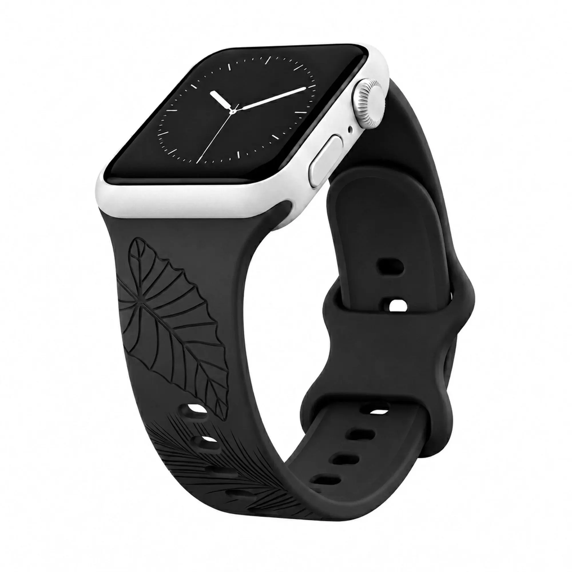Black Tropical Medley Silicone Watchband Compatible with Apple Watch - 49/46/45/44mm (42mm Series 1-3)
