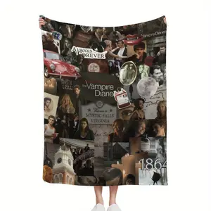 The Vampire Diaries Flannel Blanket - Soft and warm, suitable for all seasons, featuring Damon and Elena in Mysterious Falls, Virginia.Machine washable and durable, it's a must-have for beds, sofas, and camping, and a perfect gift for fans.Incredibly co