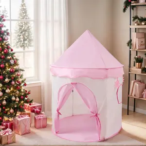 Kids Fun Play Tent, Princess Fairy Tale Castle Playhouse, Princess Theme, Pink & Blue Options, Portable Outdoor Mongolian Yurt, Portable Play Area, Ideal Birthday Christmas Halloween Thanksgiving Holiday Gift, No Accessories