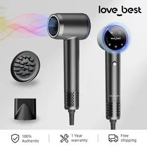 Hair Dryer with Diffuser, Ionic High-Speed Blow Dryer 600 Million Negative Ions, Fast Drying, Quiet & Lightweight Hair Dryer for Women & Men, Smart Touch Screen Professional Hairdryer for Curly Hair