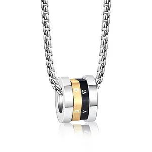 Roman Numerals Rotatable Bead Pendant Necklace  Minimalist Unisex Jewelry