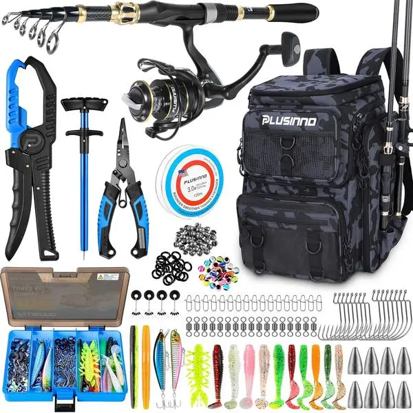 Fishing Tackle Backpack with Rod Holders，42L Water-resistant Fishing Bag Store Fishing Gear,Fishing Gifts For Men.
