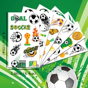 100PCS Soccer Temporary Tattoos for Kids & Adults, Waterproof Football Themed Fake Tattoos, World Cup Soccer Party Favors, Sports Event Decor & Fan Cheer Props, GOAL/Trophy Patterns