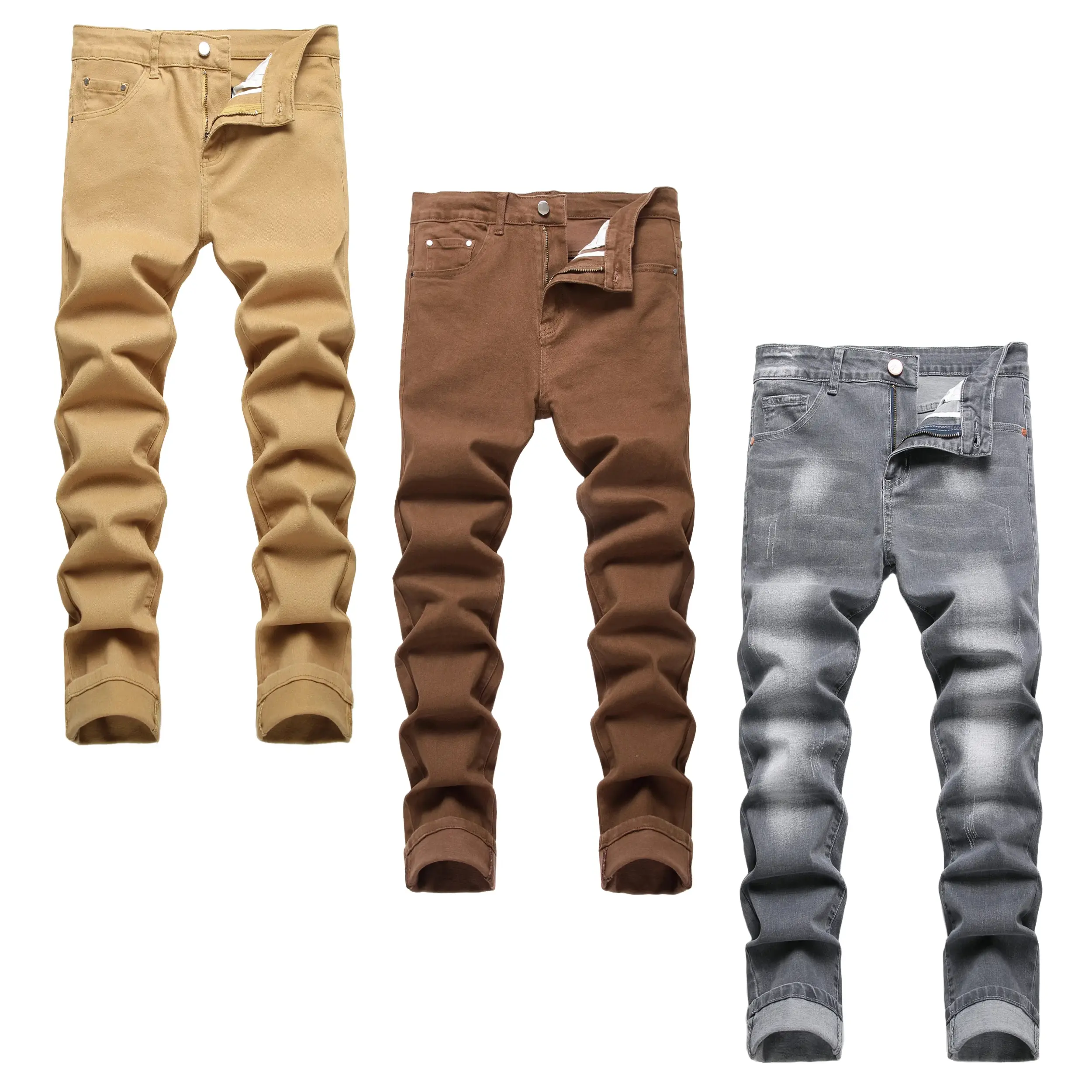 (3 Pack)Khaki-Coffee-Grey